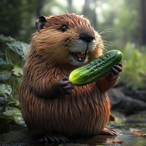 海狸手持青瓜泡菜