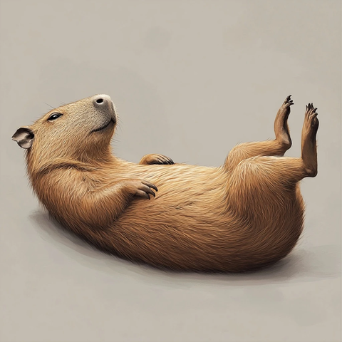 侧躺仰卧的树懒四肢向上伸展