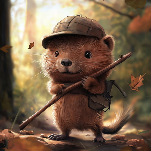 河狸伐木工森林工作