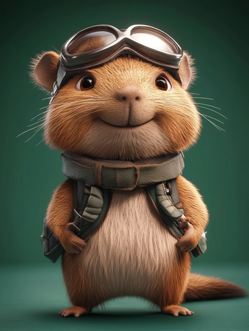 卡皮巴拉飞行员头盔绿色背景