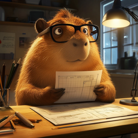 水豚戴眼镜桌前工作