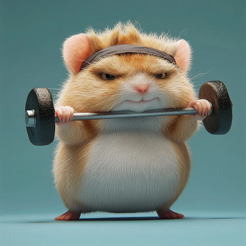 愤怒小仓鼠举重训练中