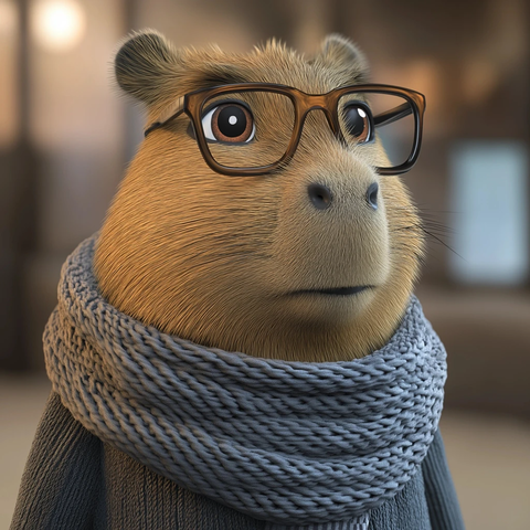 自信的卡通水豚时尚配饰