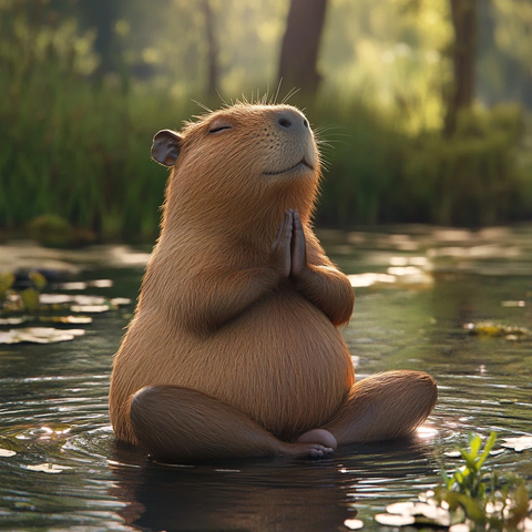 瑜伽姿势的冷静水豚