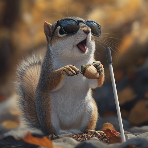 盲松鼠寻获埋藏橡子