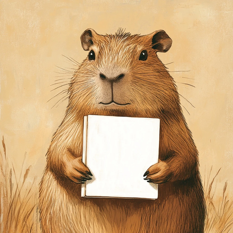 水豚手持书籍封面