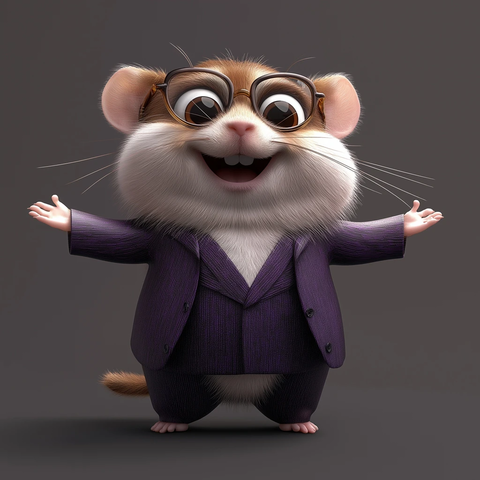 卡通汉堡汉穿着紫色西装