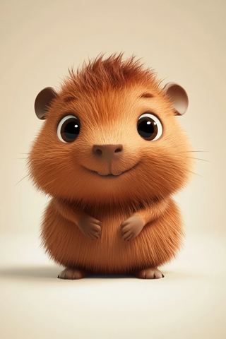 可爱小水豚卡通坐姿