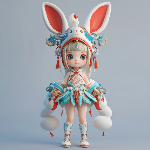 兔子女孩龙帽盲盒玩具