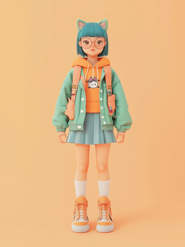 乔治女孩怪物装扮渲染