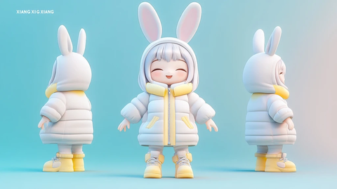 白兔耳女孩冬季外套盲盒