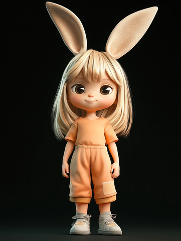 小女孩兔子耳站立风格