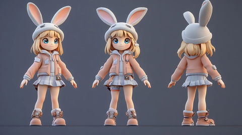 兔子帽子游戏女孩模型