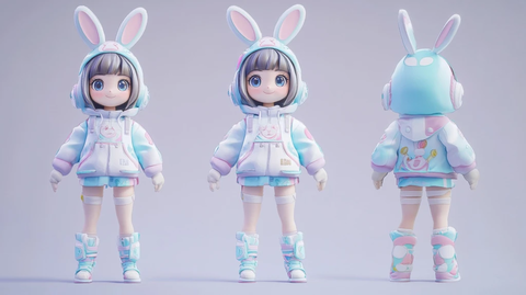 兔子帽子女孩盲盒玩具