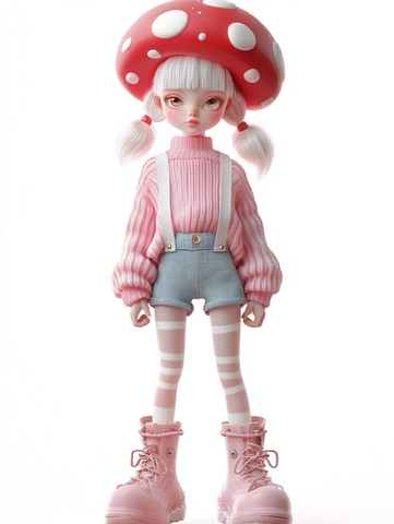 粉红条纹毛衣女孩玩偶