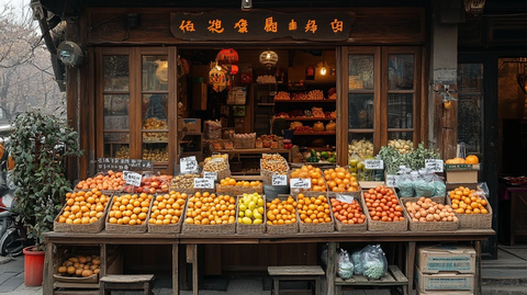 街边水果店摆满各类新鲜水果