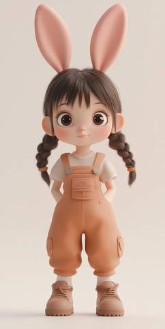 粉色兔子耳朵女孩渲染
