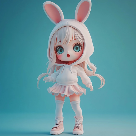 兔子耳朵女孩盲盒全身像