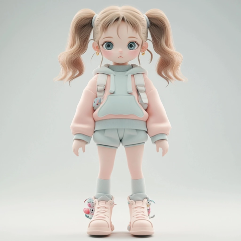 小女孩型姿势全身插画