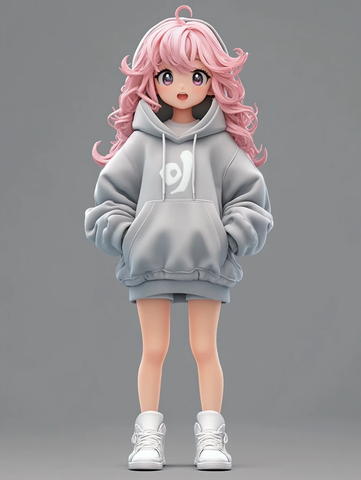 粉色头发女孩穿卫衣