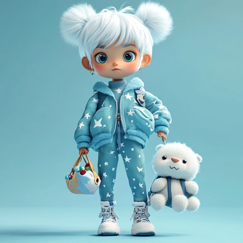 星纹蓝衣玩偶糖果袋