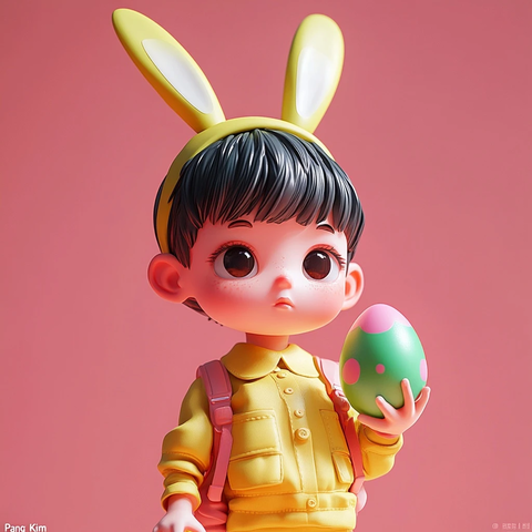 男孩兔耳彩蛋玩具设计