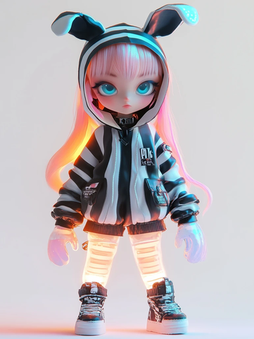 黑白色条纹魔术师盲盒