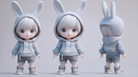 兔子帽子男孩盲盒角色设计