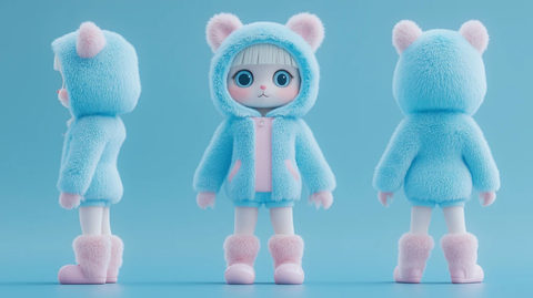 小女童毛绒服饰盲盒设计