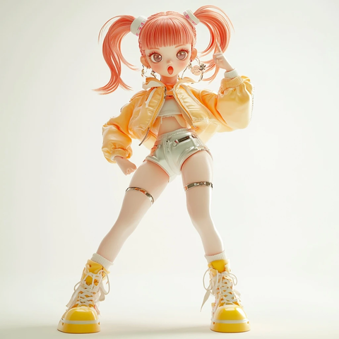 红发女孩跳舞树脂玩偶