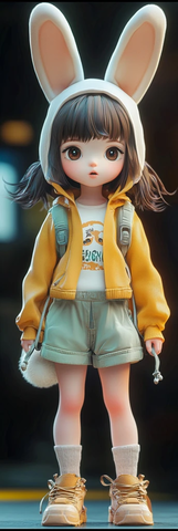 小女孩兔子耳帽全貌