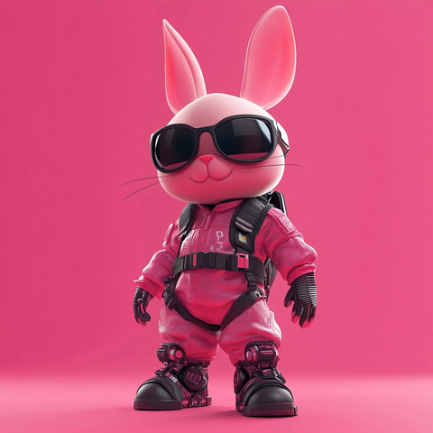 粉色兔子穿未来服饰