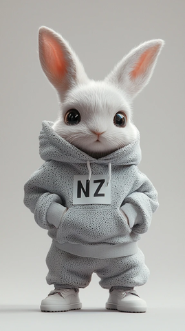 白色兔子穿帽衫立体效果