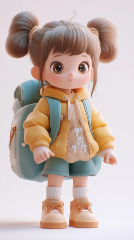 米其林女孩背书包上学