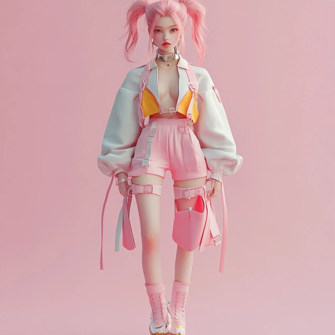 粉色系女性角色设计