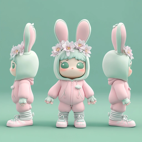 弹簧玩具兔子睡梦云朵