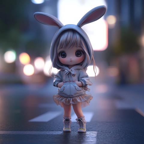兔子耳朵女孩盲盒模型