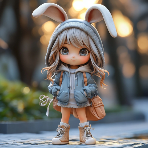 小女孩兔子耳朵帽子盲盒