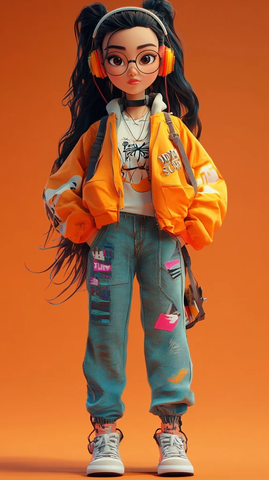 中国女设计师春装时尚插画