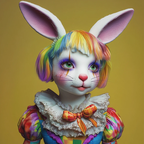 白色兔子穿女式小丑服