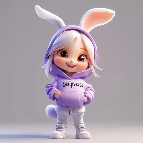 兔子女孩紫色彩圆形设计