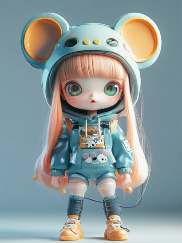 鼠形帽子玩偶盲盒玩具