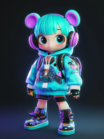 未来风小熊耳机角色设计