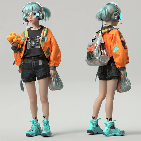 科技风少女手持糖葫芦