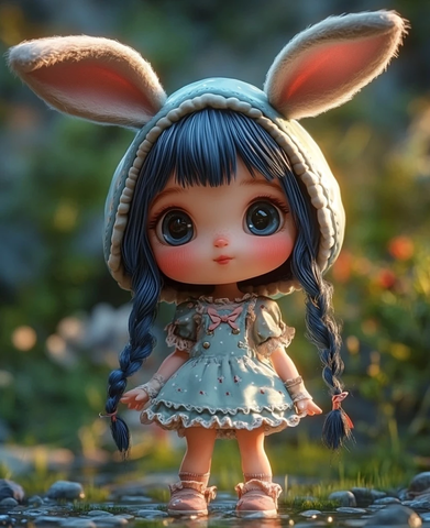 小女孩兔耳帽玩具收藏