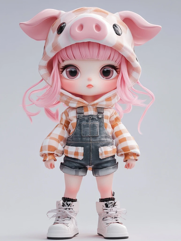 猪头帽女孩盲盒玩具