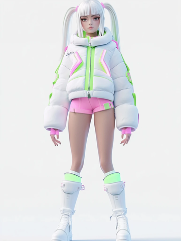 未来风女孩白色羽绒服