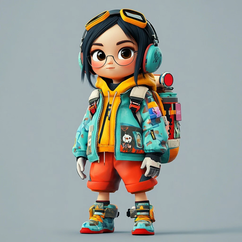 小学生赛博朋克酷女孩