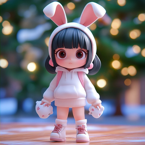 兔耳帽女孩盲盒玩偶