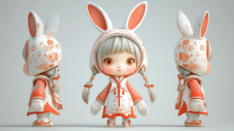 兔子帽女孩盲盒玩具设计